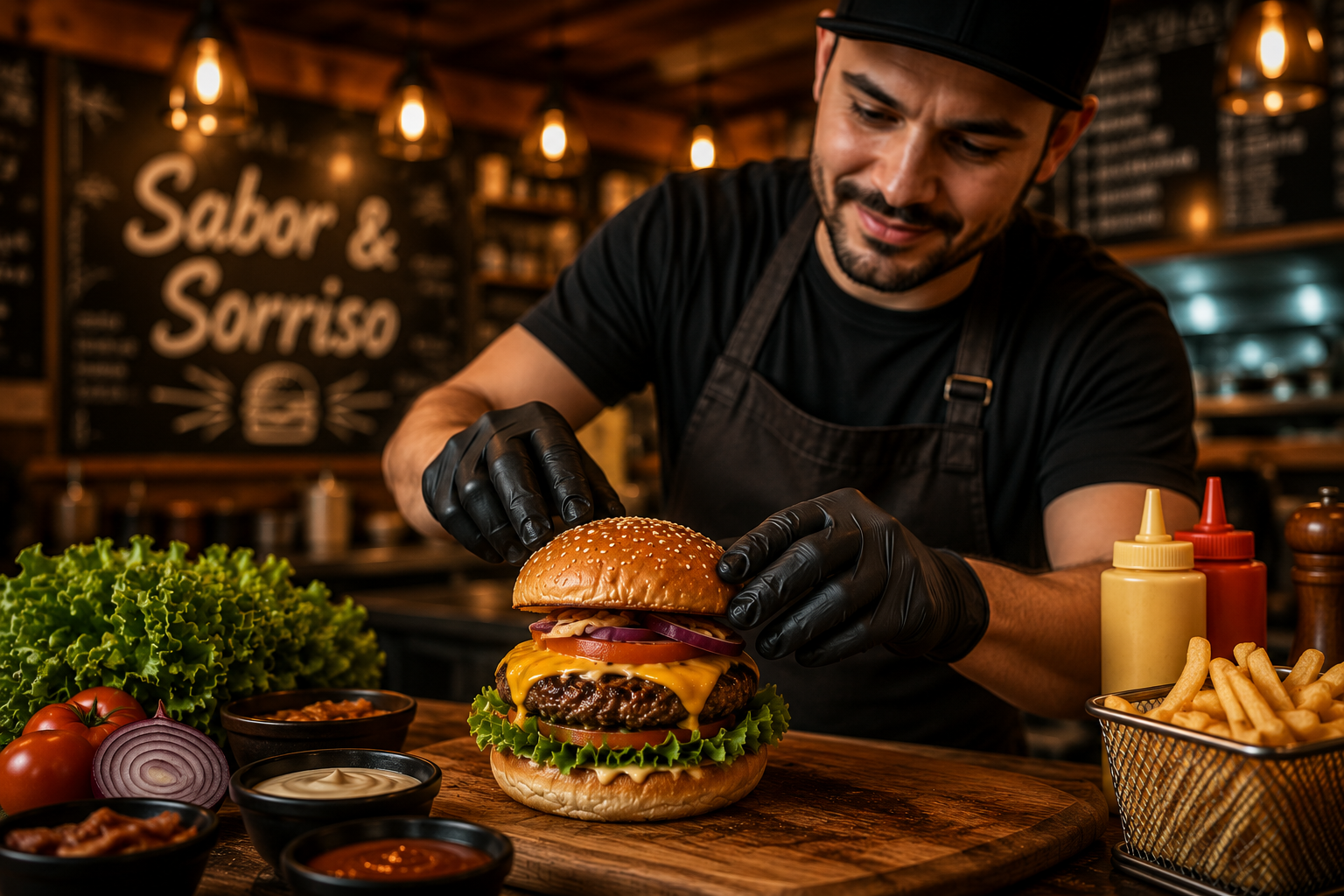 Ambiente da lanchonete Sabor & Sorriso